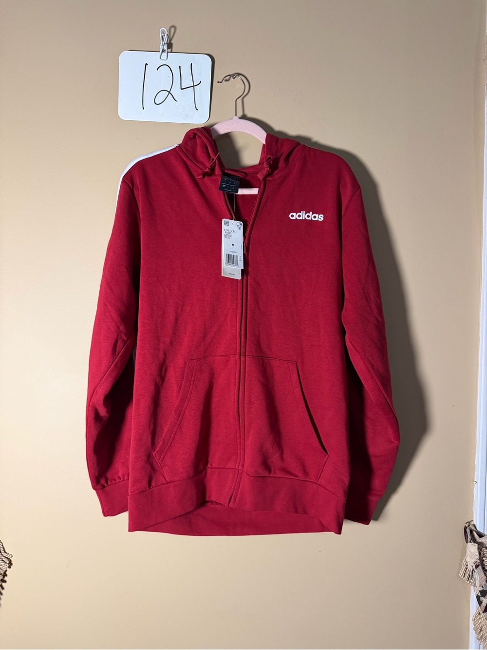 adidas Men’s Red Zip-Up Hoodie Jacket